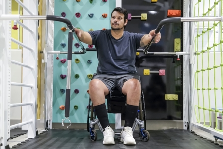 Man with disabilities does rehab